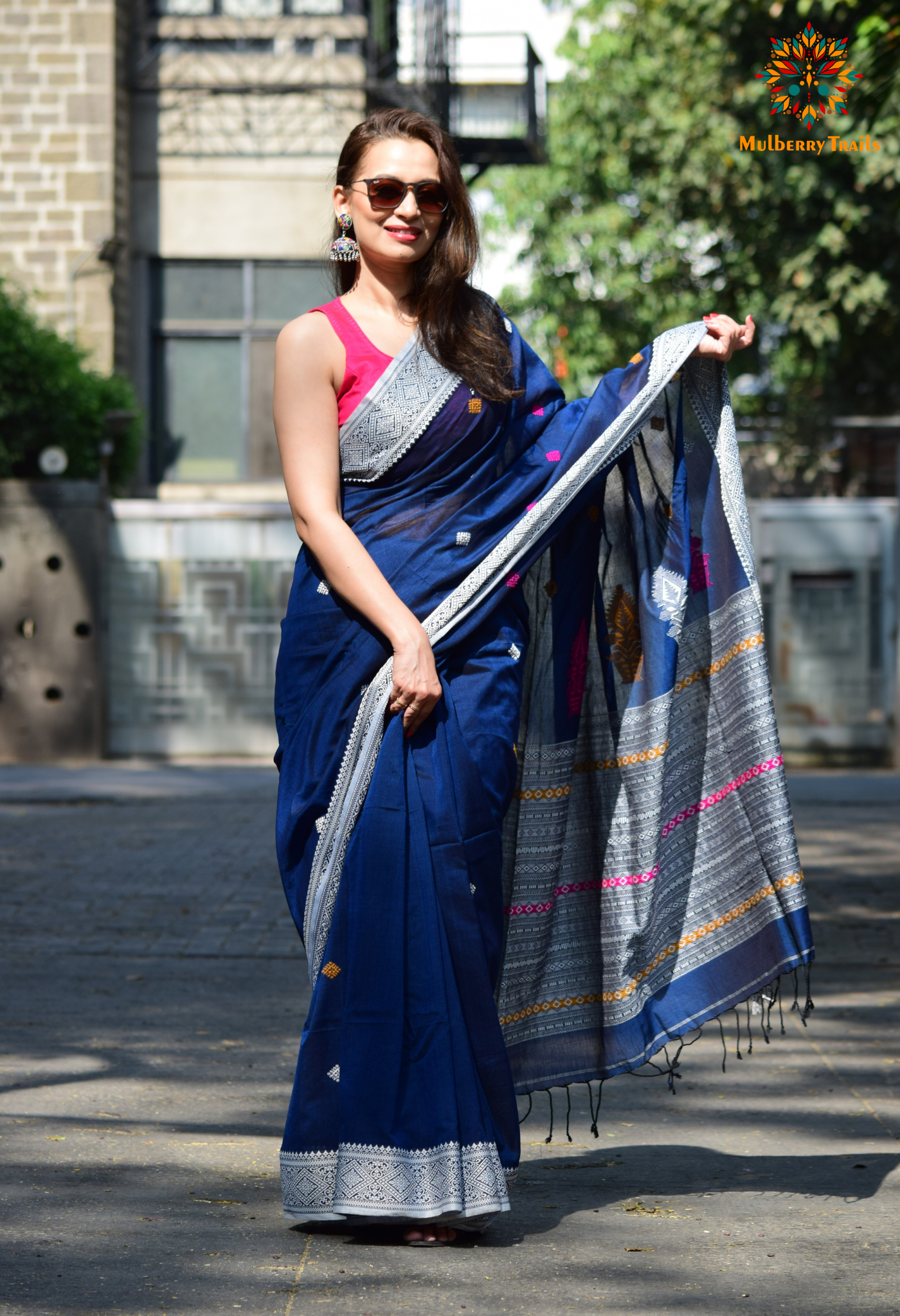 Ahana: Premium Handwoven Cotton Saree - Deep Blue