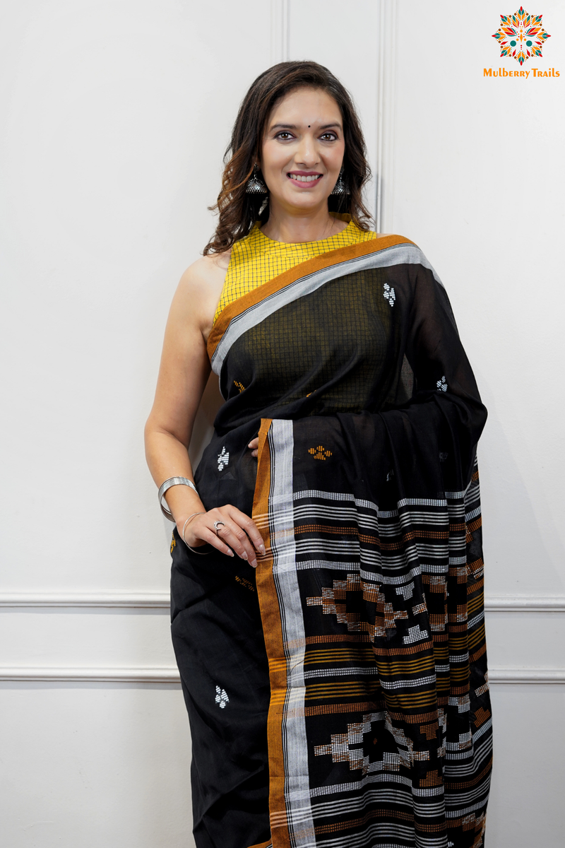 Cotton Handloom Saree
Pure Cotton Saree with for office wear. 
Model is wearing cotton saree for office, day outing, casual wear. 
Handloom saree, handloom mark, handwoven saree
Luxury Pure cotton Saree
Premium Sarees for office wear. sankranti, govt festivals, formal occassions, army events