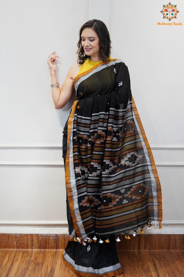 Cotton Handloom Saree
Pure Cotton Saree with for office wear. 
Model is wearing cotton saree for office, day outing, casual wear. 
Handloom saree, handloom mark, handwoven saree
Luxury Pure cotton Saree
Premium Sarees for office wear. sankranti, govt festivals, formal occassions, army events