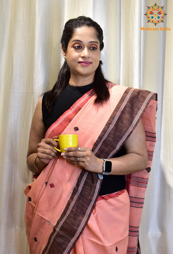 Nitya: Daily wear Cotton Saree Peach