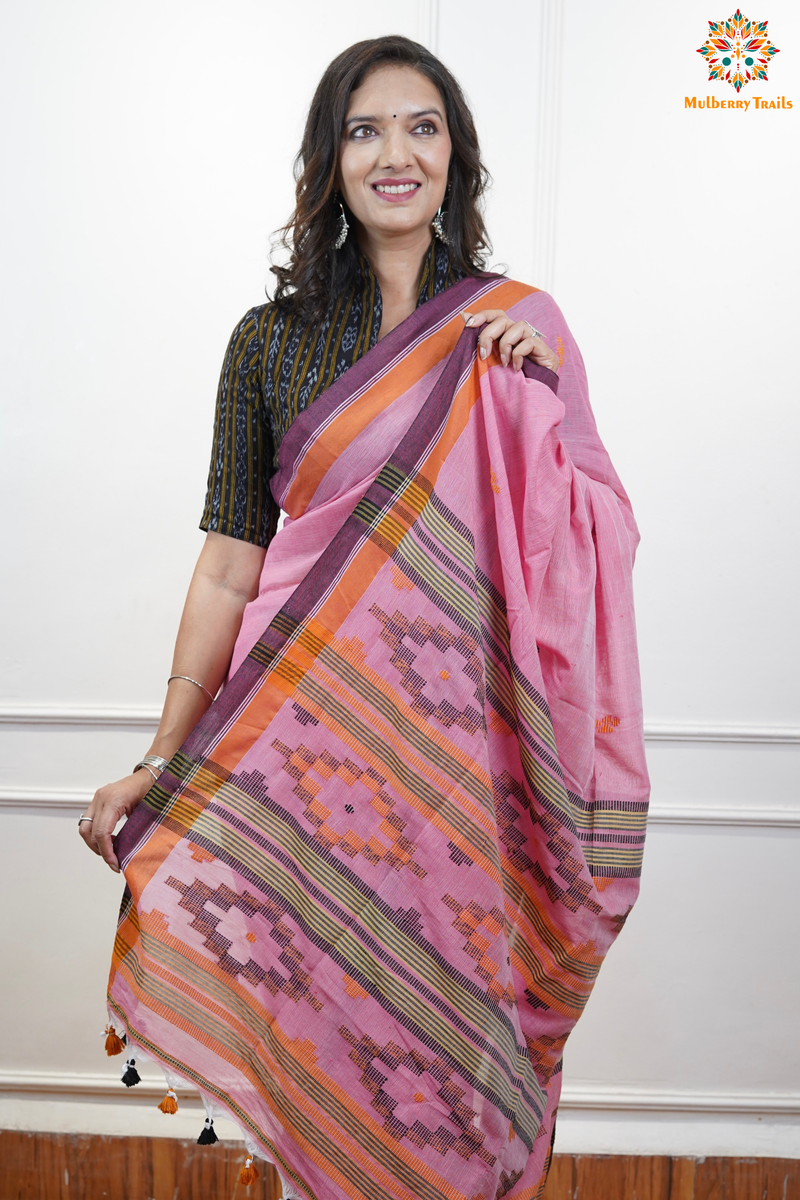 Cotton Handloom Saree
Pure Cotton Saree with for office wear. 
Model is wearing cotton saree for office, day outing, casual wear. 
Handloom saree, handloom mark, handwoven saree
Luxury Pure cotton Saree
Premium Sarees for office wear. sankranti, govt festivals, formal occassions, army events