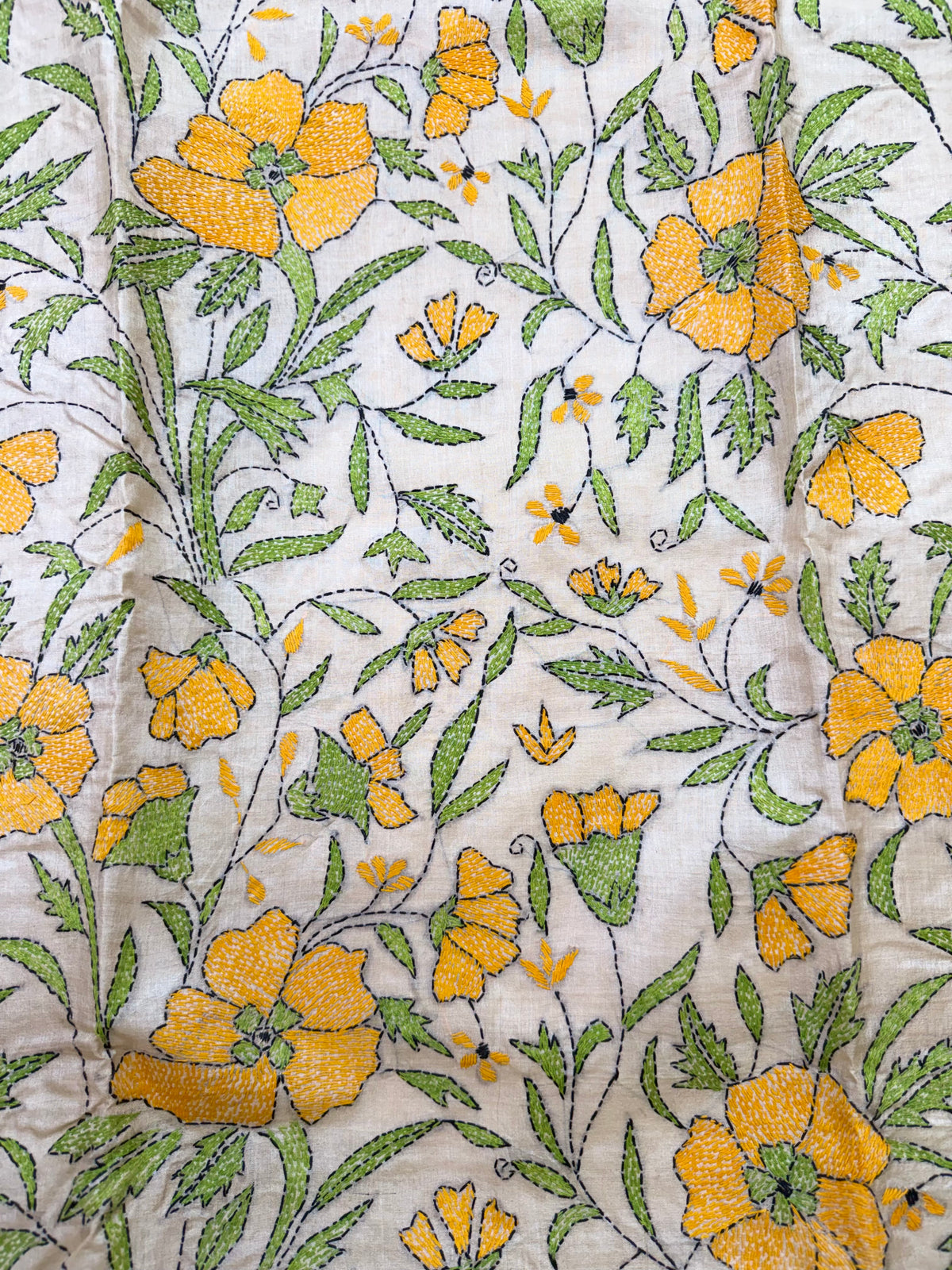 Rima - Tusser silk saree with kantha embroidery