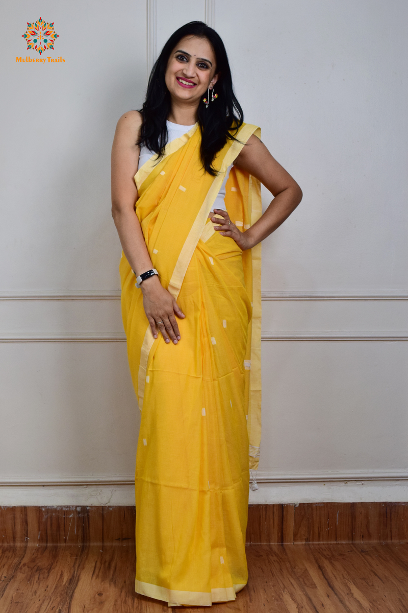 Yami: Flowy Summer Cotton Saree Yellow