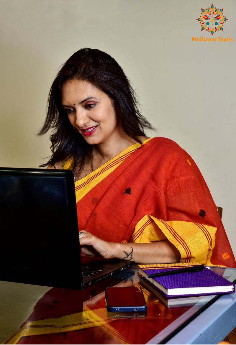 Nitya: Daily wear Cotton Saree Orange