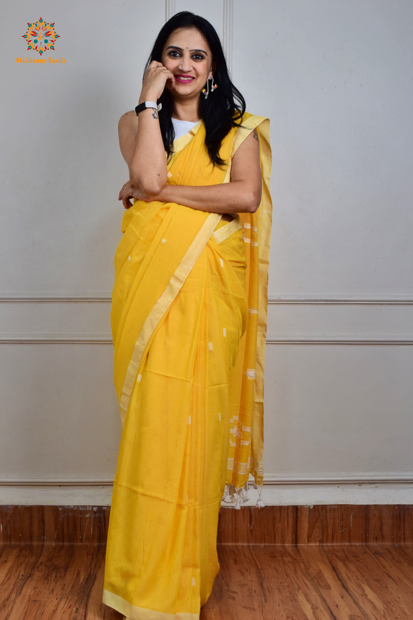 Yami: Flowy Summer Cotton Saree Yellow