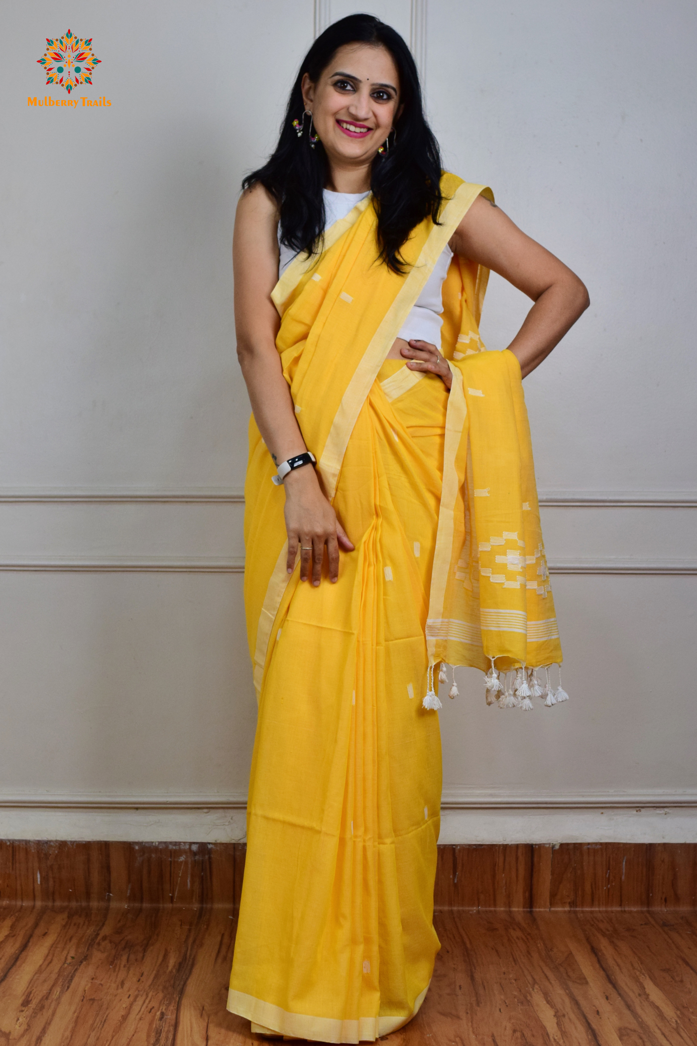 Yami: Flowy Summer Cotton Saree Yellow