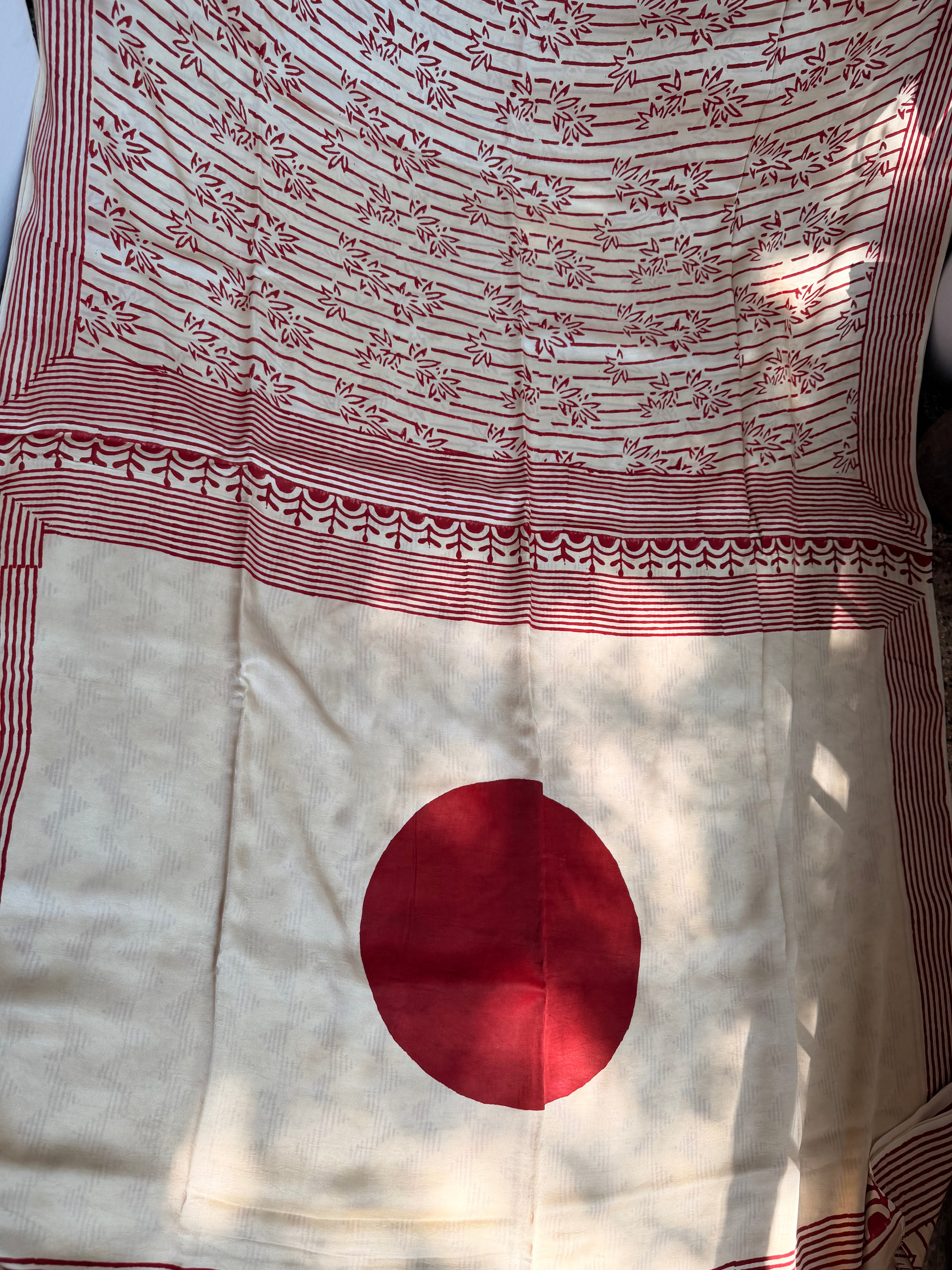 Modal silk sarees with block printing