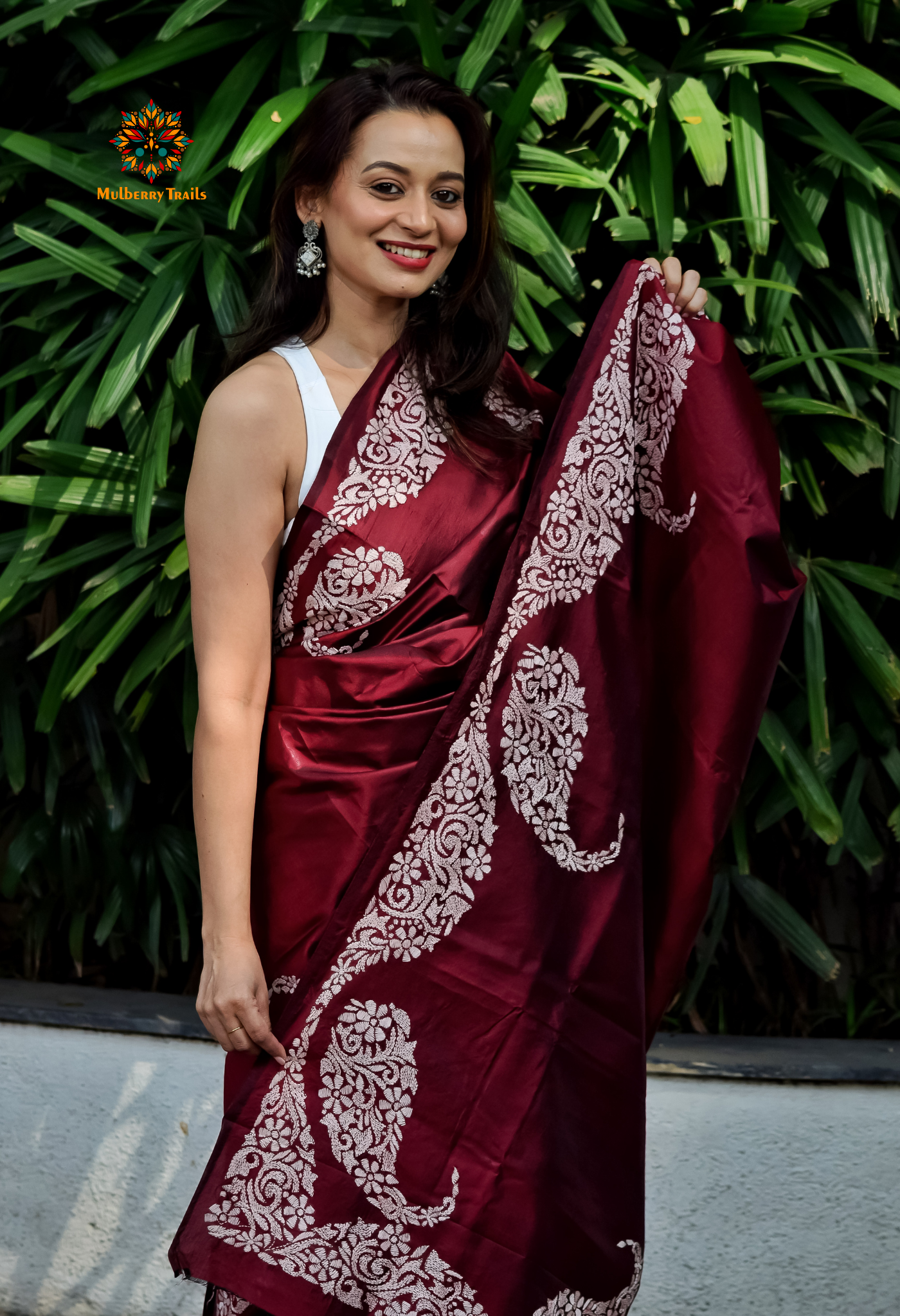 Rima - Bangalore Silk Kantha Embroidery Saree