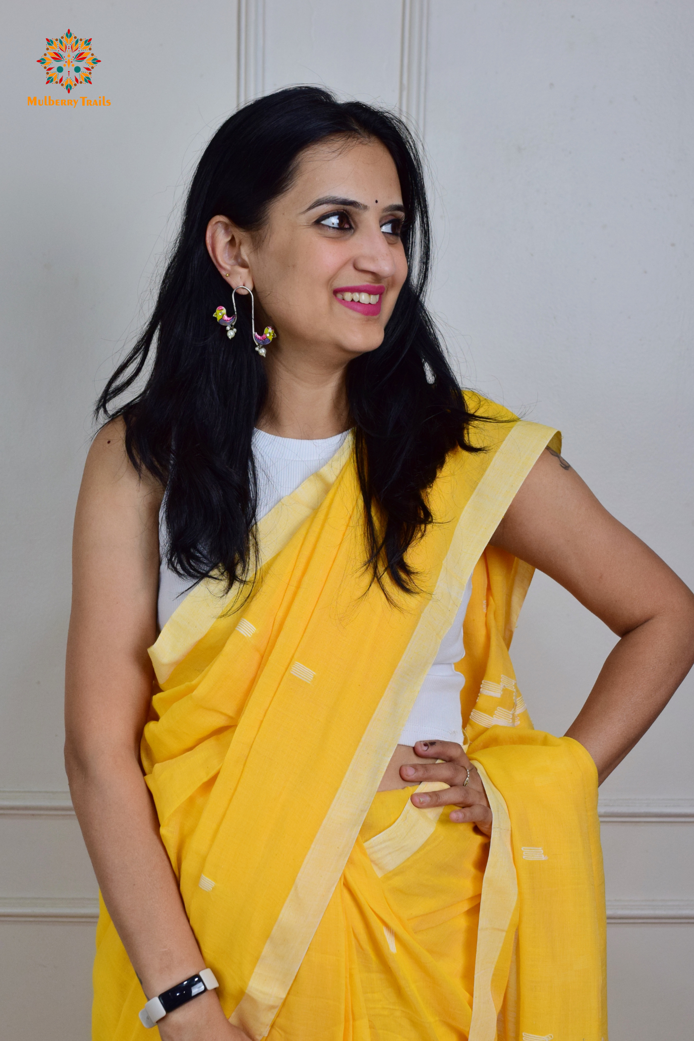 Yami: Flowy Summer Cotton Saree Yellow