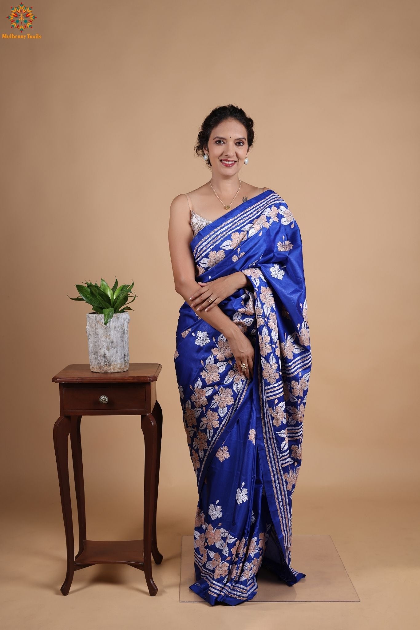 Koyna - Art Silk Kantha Embroidery Saree