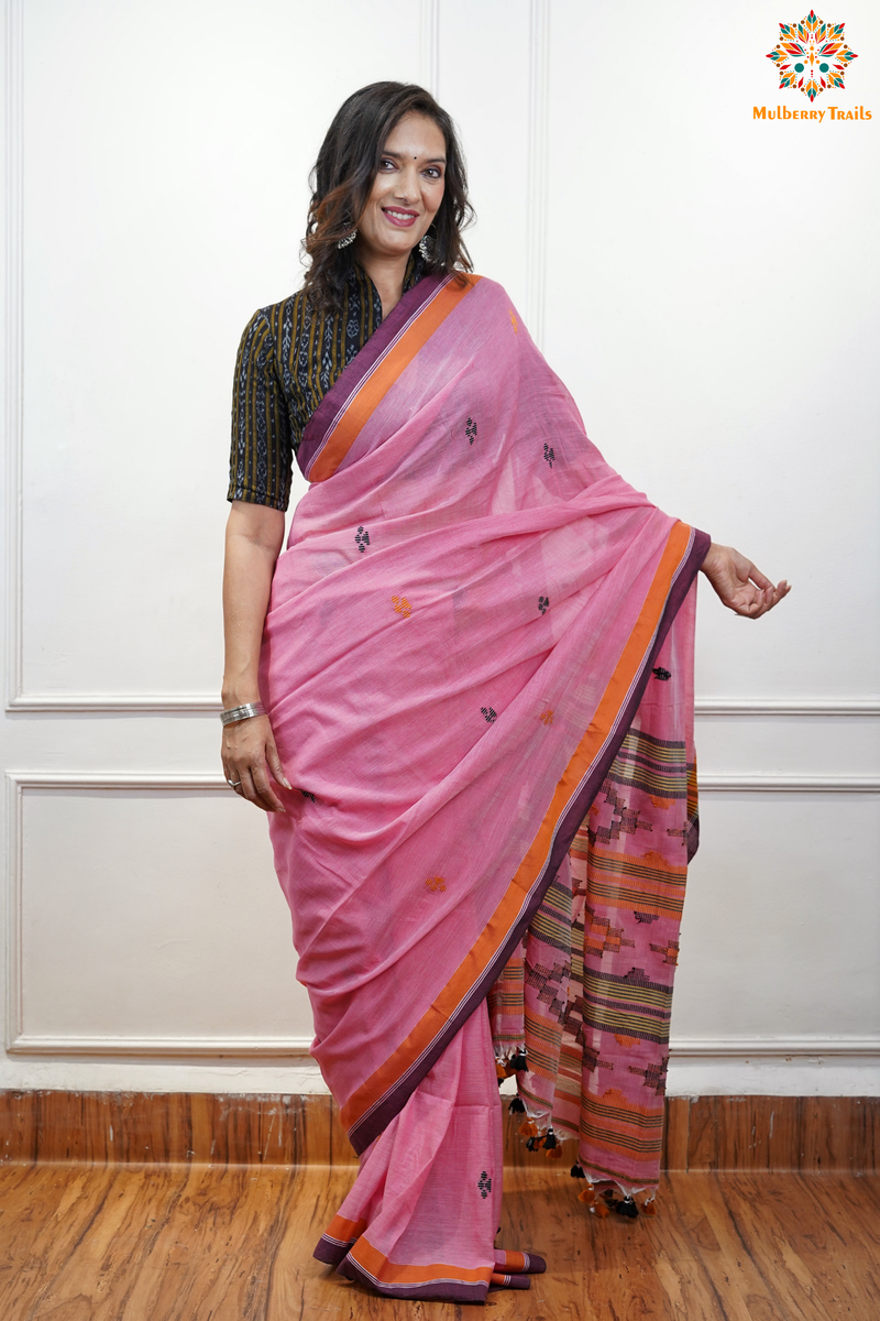 Cotton Handloom Saree
Pure Cotton Saree with for office wear. 
Model is wearing cotton saree for office, day outing, casual wear. 
Handloom saree, handloom mark, handwoven saree
Luxury Pure cotton Saree
Premium Sarees for office wear. sankranti, govt festivals, formal occassions, army events