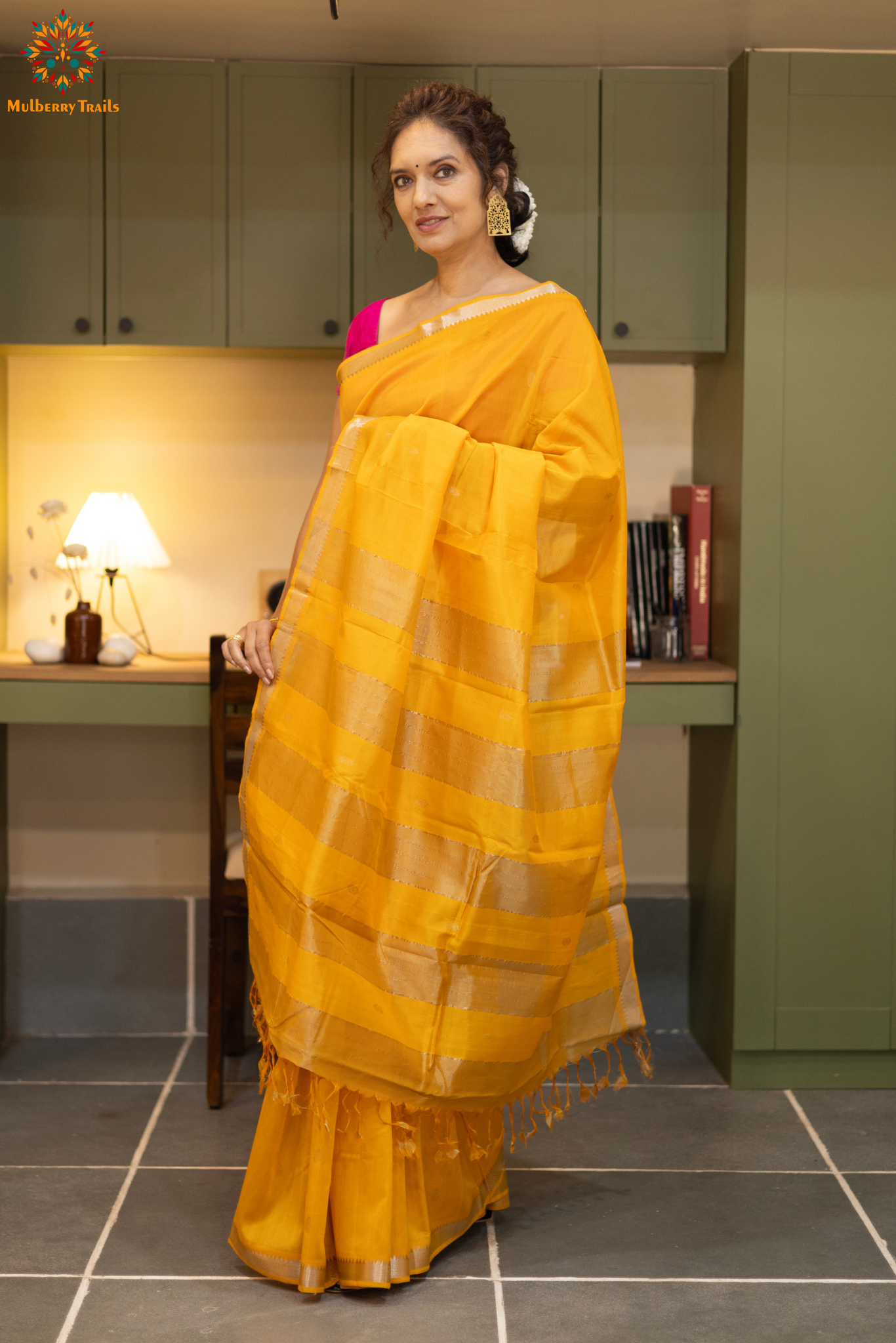 Neera: Mangalgiri Cotton Silk Saree_Yellow