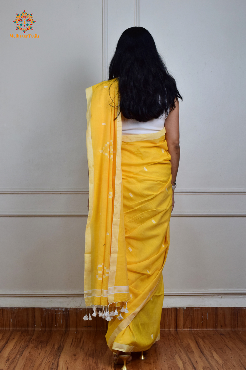 Yami: Flowy Summer Cotton Saree Yellow