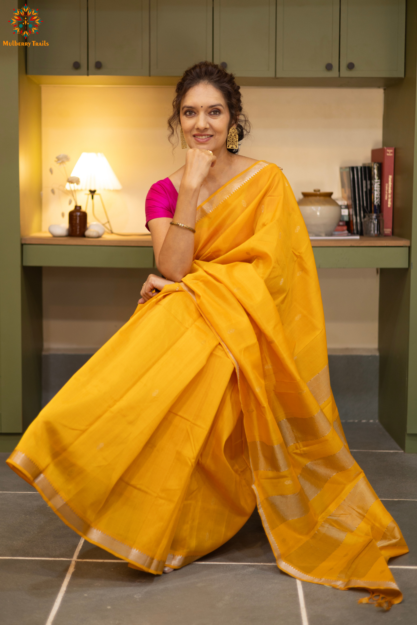 Neera: Mangalgiri Cotton Silk Saree_Yellow