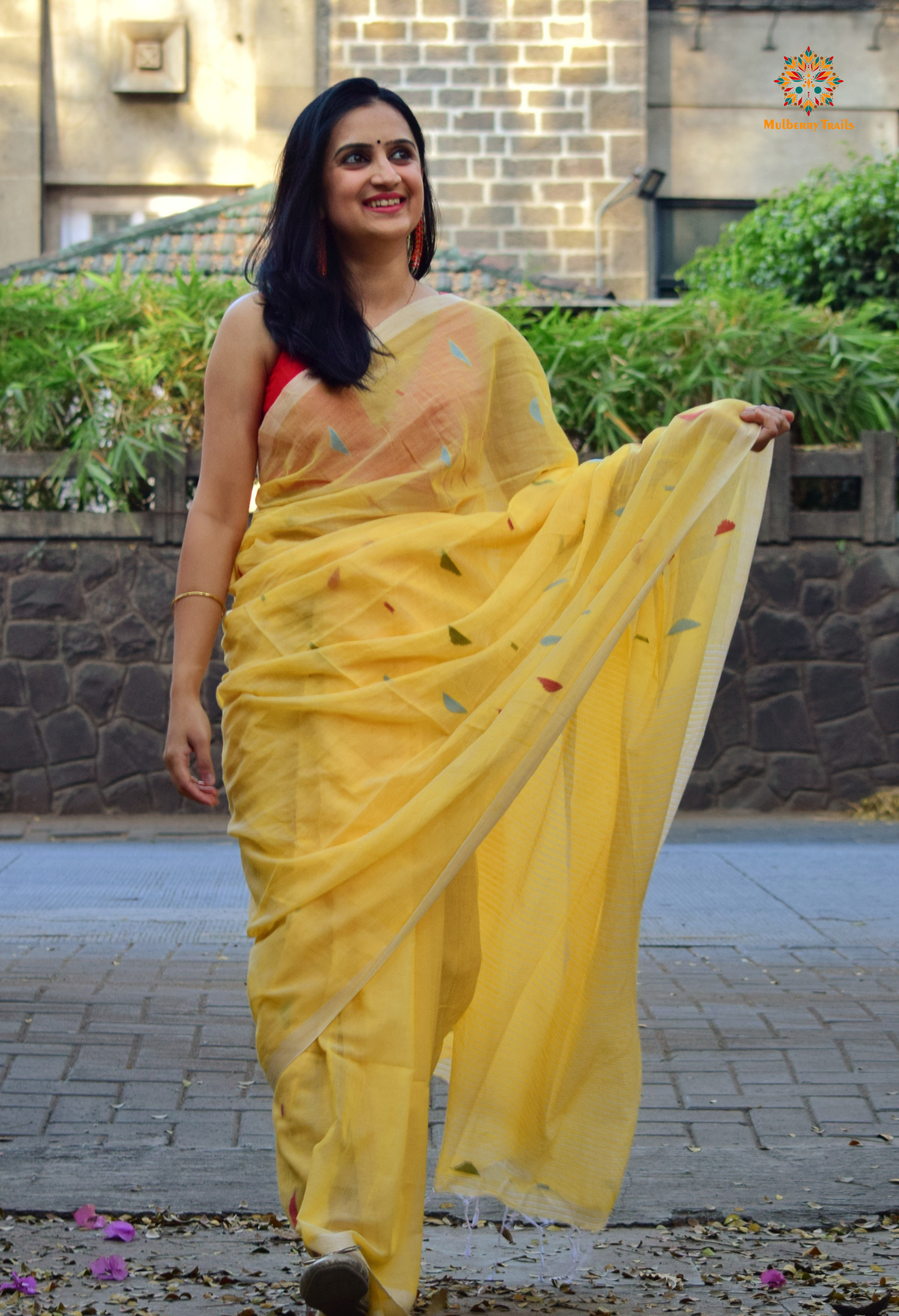 Shubhra: Handwoven Cotton Jamdani Saree _ Yellow