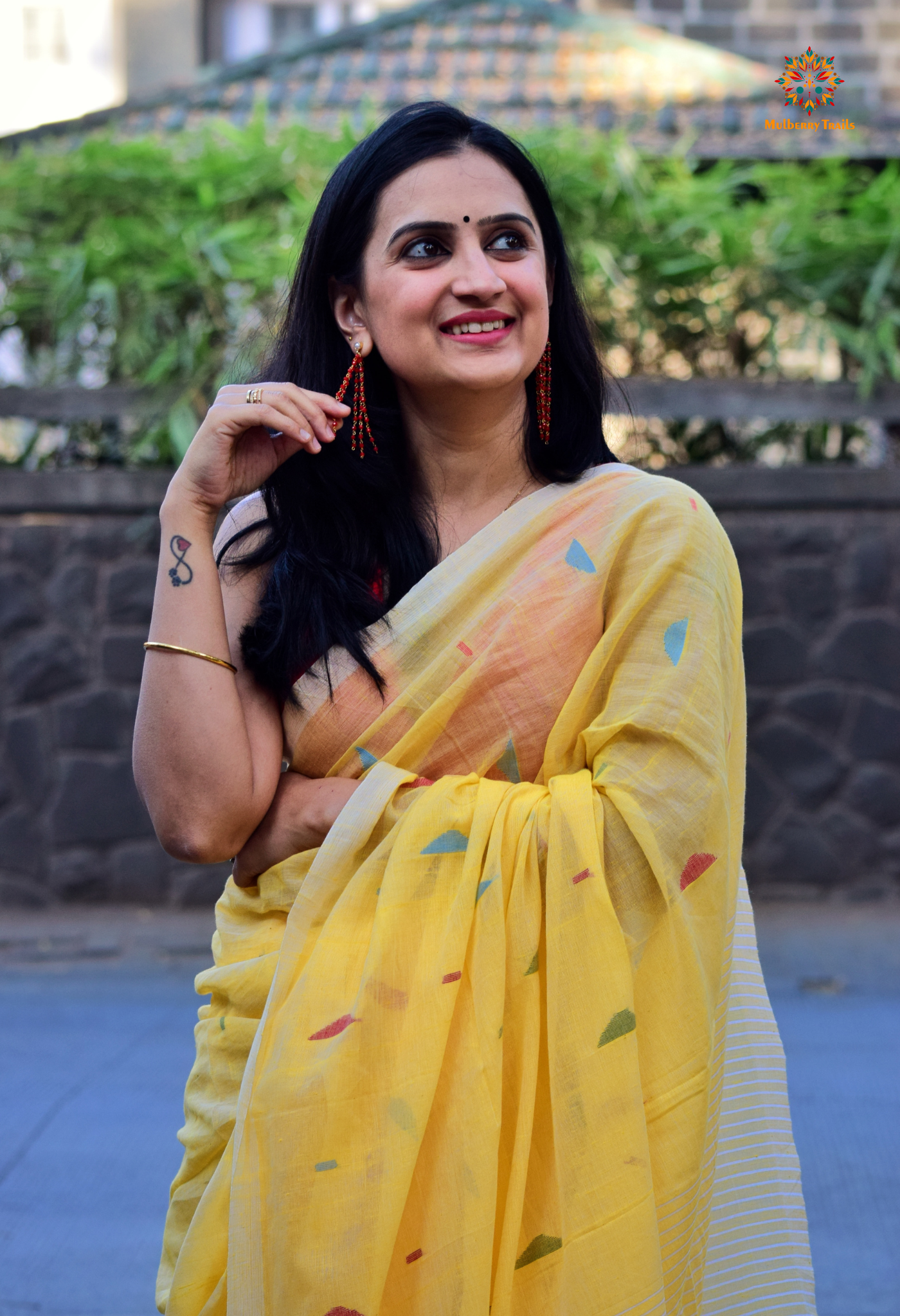 Shubhra: Handwoven Cotton Jamdani Saree _ Yellow