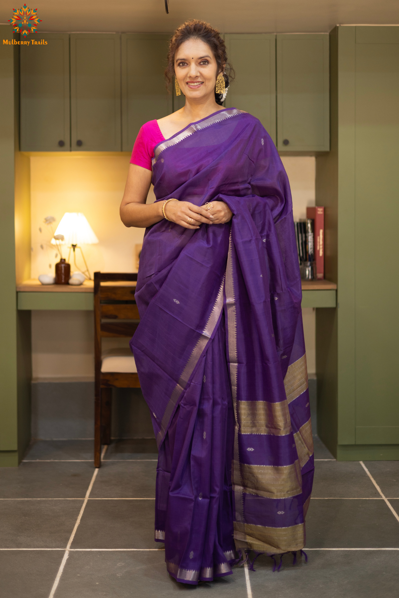 Neera: Mangalgiri Cotton Silk Saree_Purple