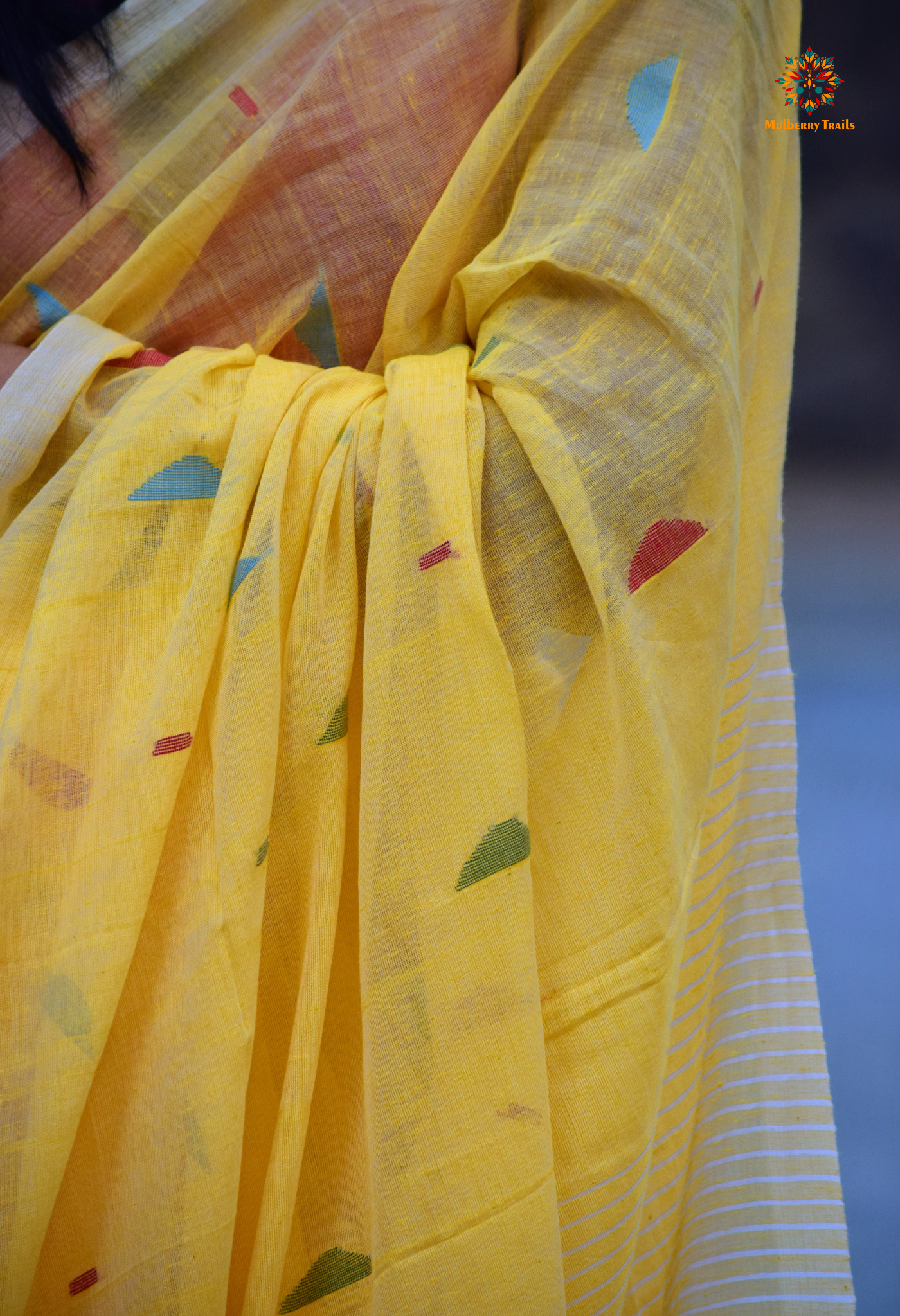 Shubhra: Handwoven Cotton Jamdani Saree _ Yellow