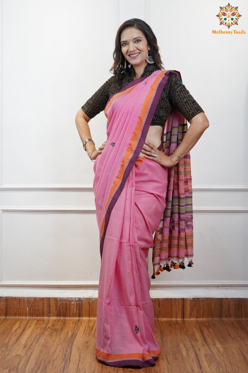 Cotton Handloom Saree
Pure Cotton Saree with for office wear. 
Model is wearing cotton saree for office, day outing, casual wear. 
Handloom saree, handloom mark, handwoven saree
Luxury Pure cotton Saree
Premium Sarees for office wear. sankranti, govt festivals, formal occassions, army events