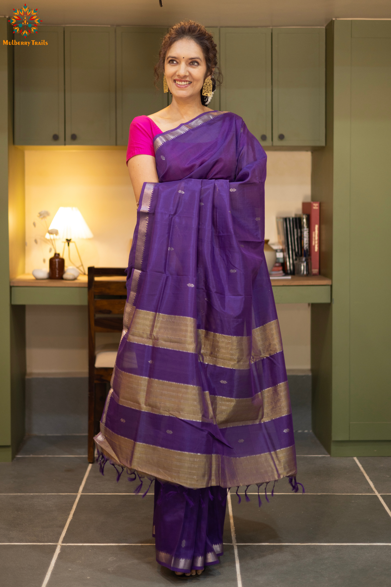 Neera: Mangalgiri Cotton Silk Saree_Purple