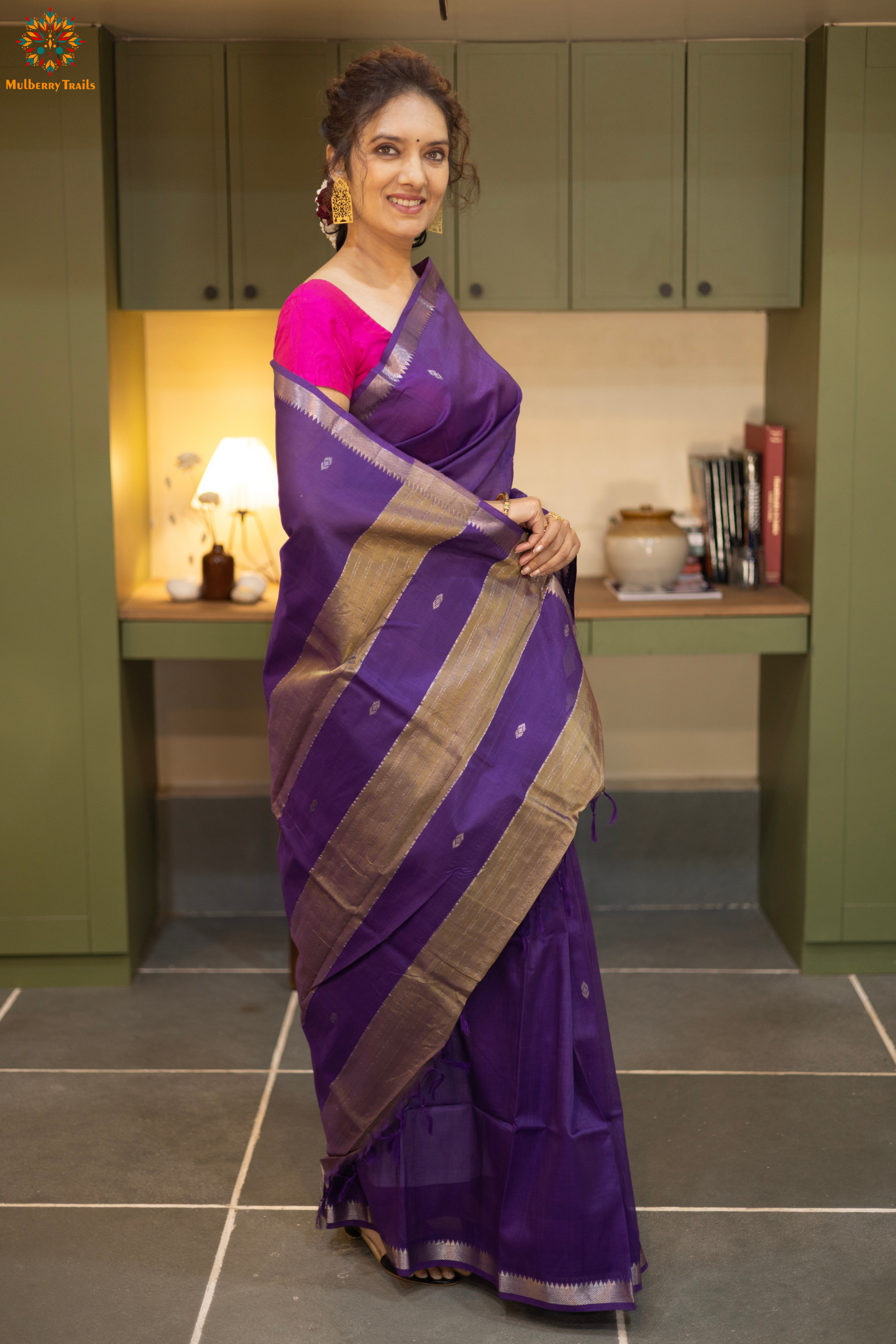 Neera: Mangalgiri Cotton Silk Saree_Purple