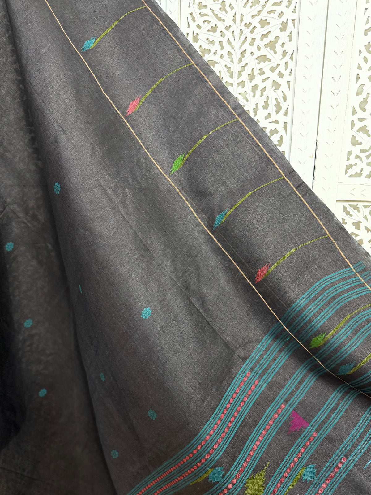 Meghana: Premiun Tusser silk Saree_purple paithani design