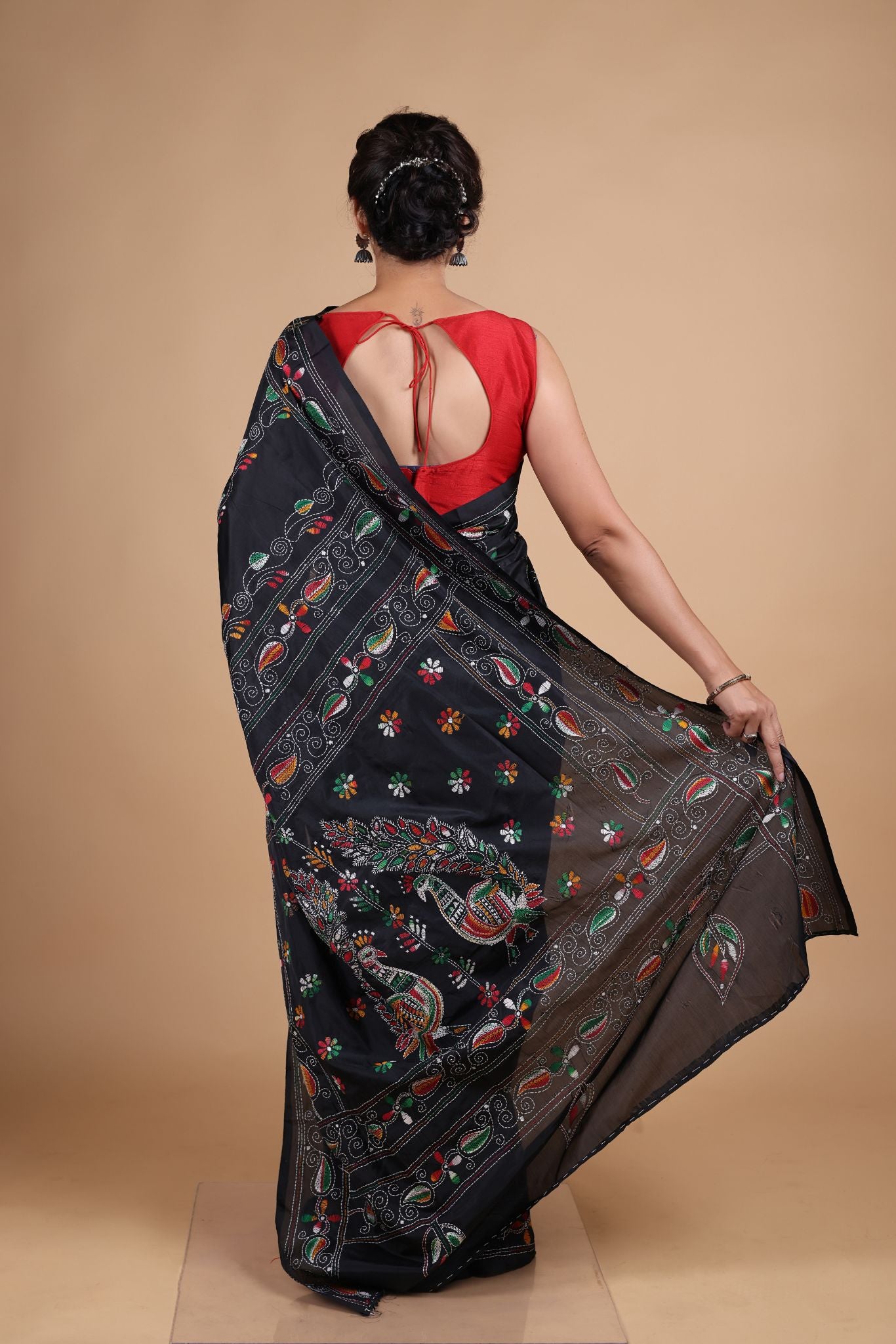 Koyna - Art Silk Kantha Embroidery Saree