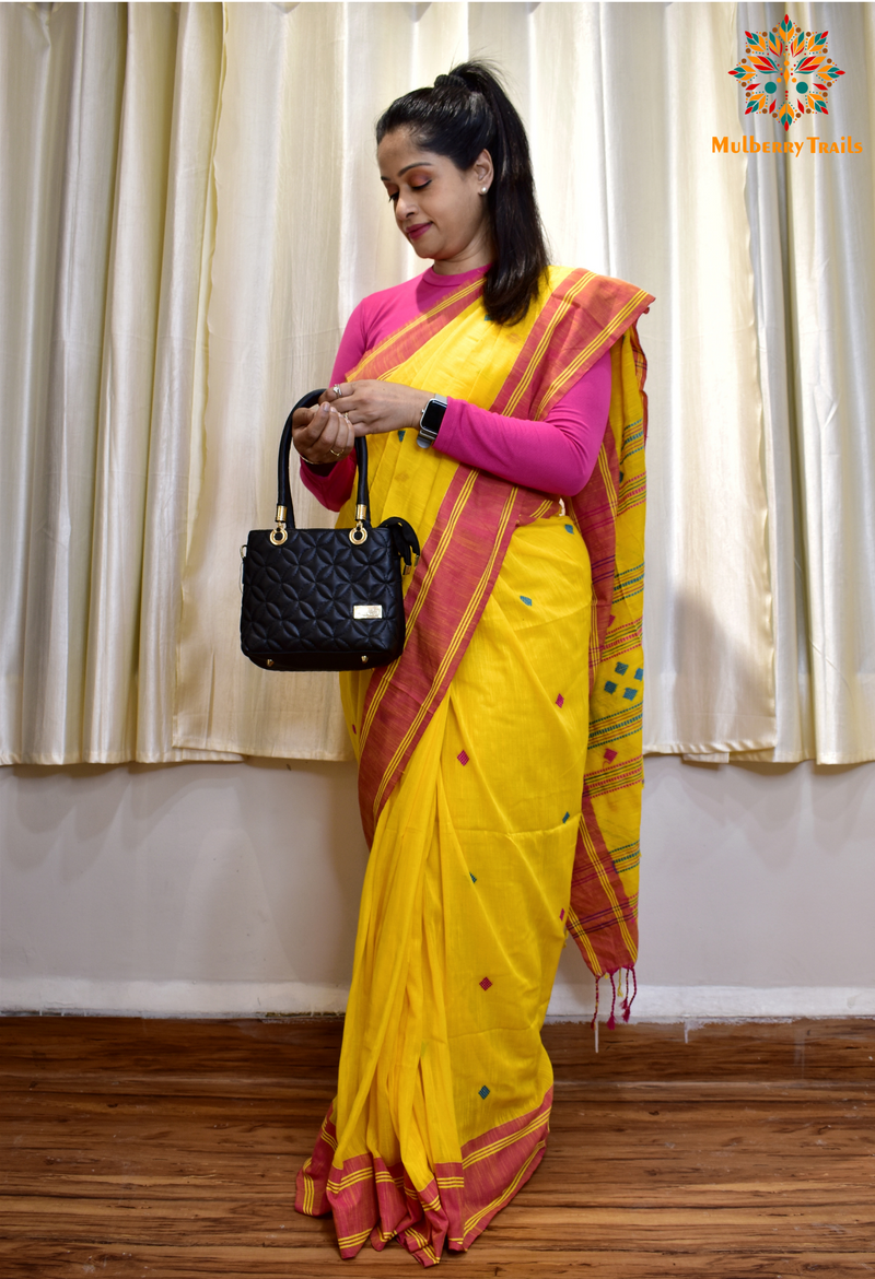 Nitya: Daily wear Cotton Saree Yellow