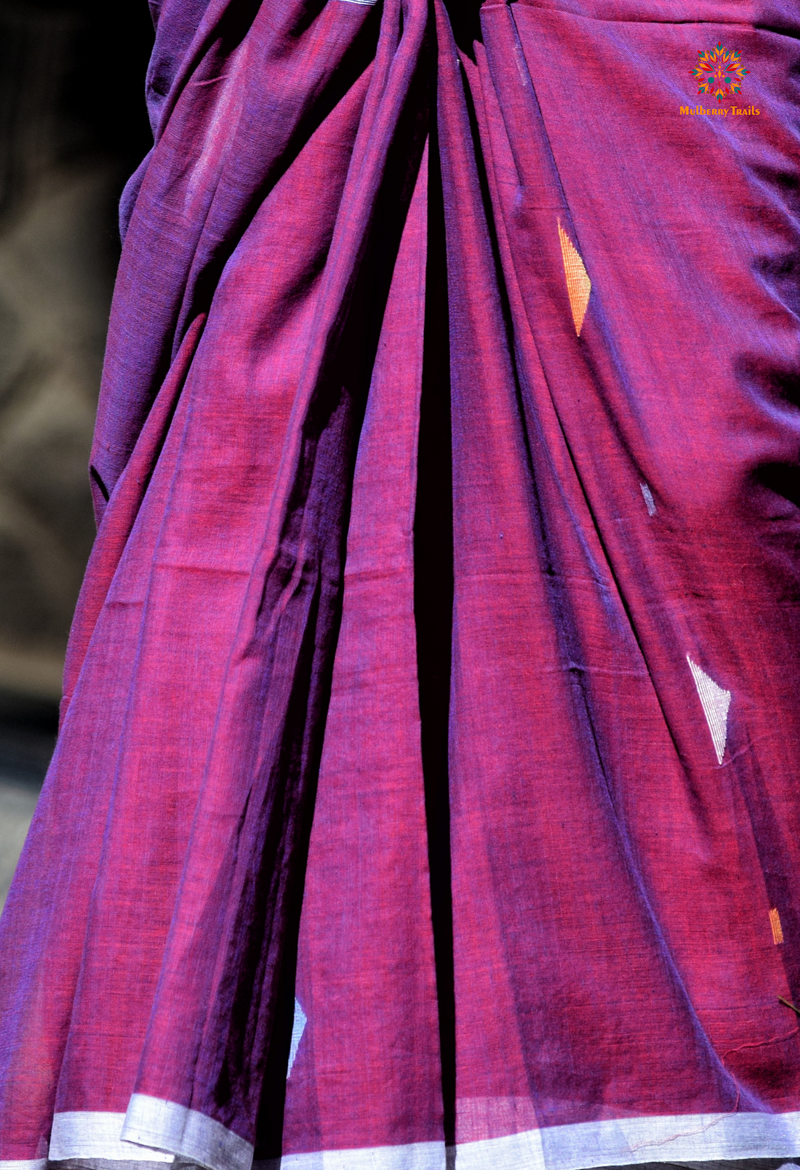 Shubhra: Handwoven Cotton Jamdani Saree _ Purple