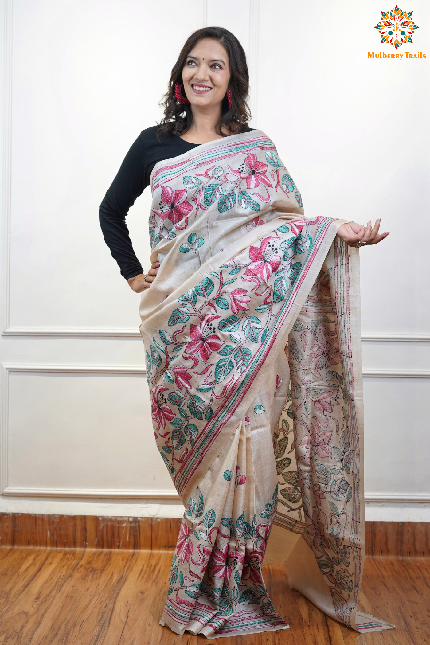 - Kantha Embroidery Saree 
- Pure Silk Saree with Kantha Work 
- Handwoven Silk Saree for Weddings 
- Luxury Kantha Silk Saree 
- Premium Sarees for Festive Occasions 