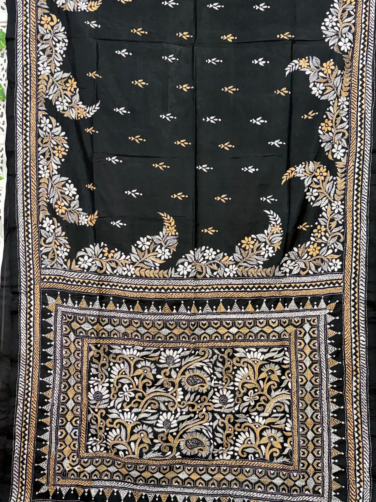 Rima - Bangalore silk saree with kantha embroidery