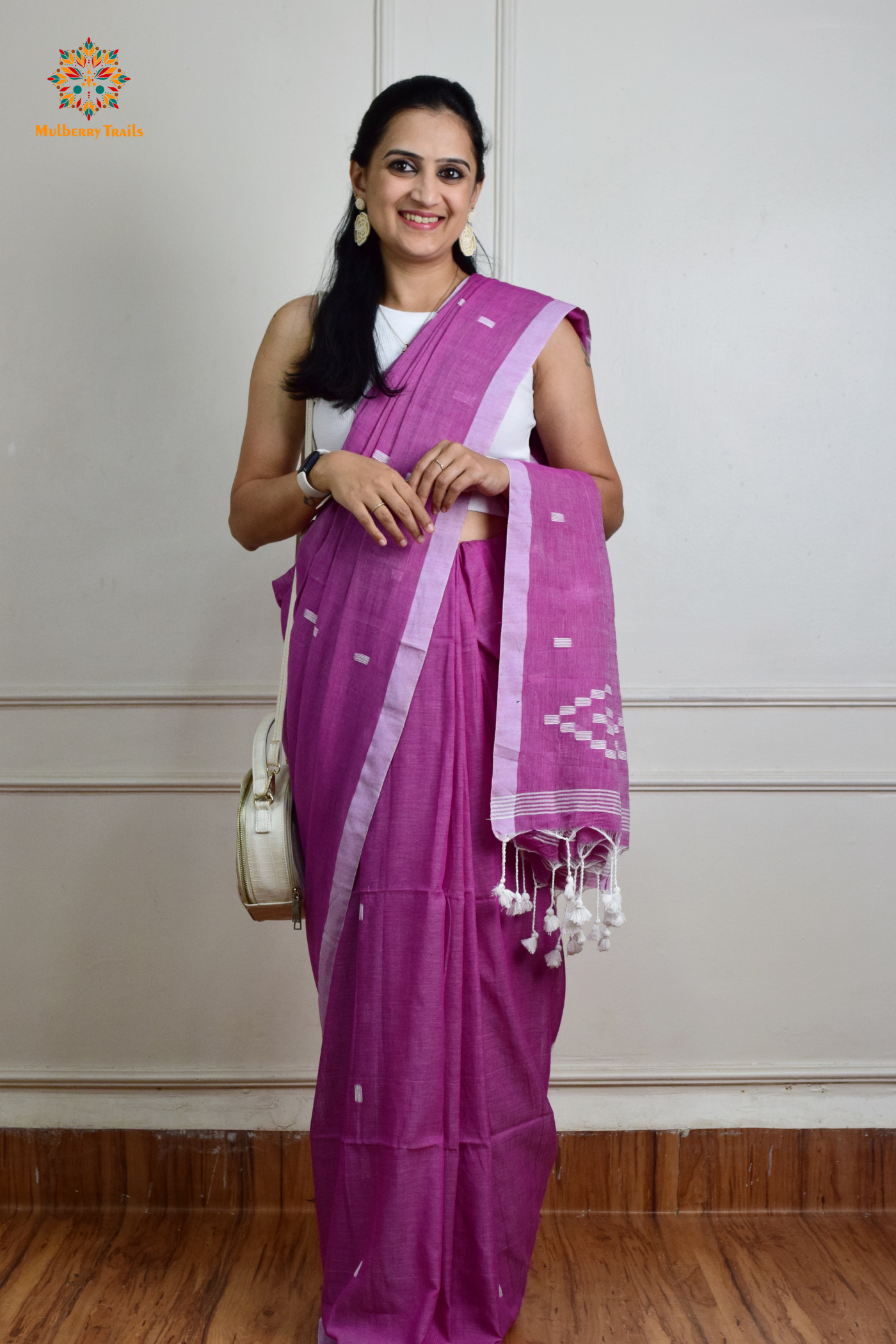 Yami: Flowy Summer Cotton Saree Purple