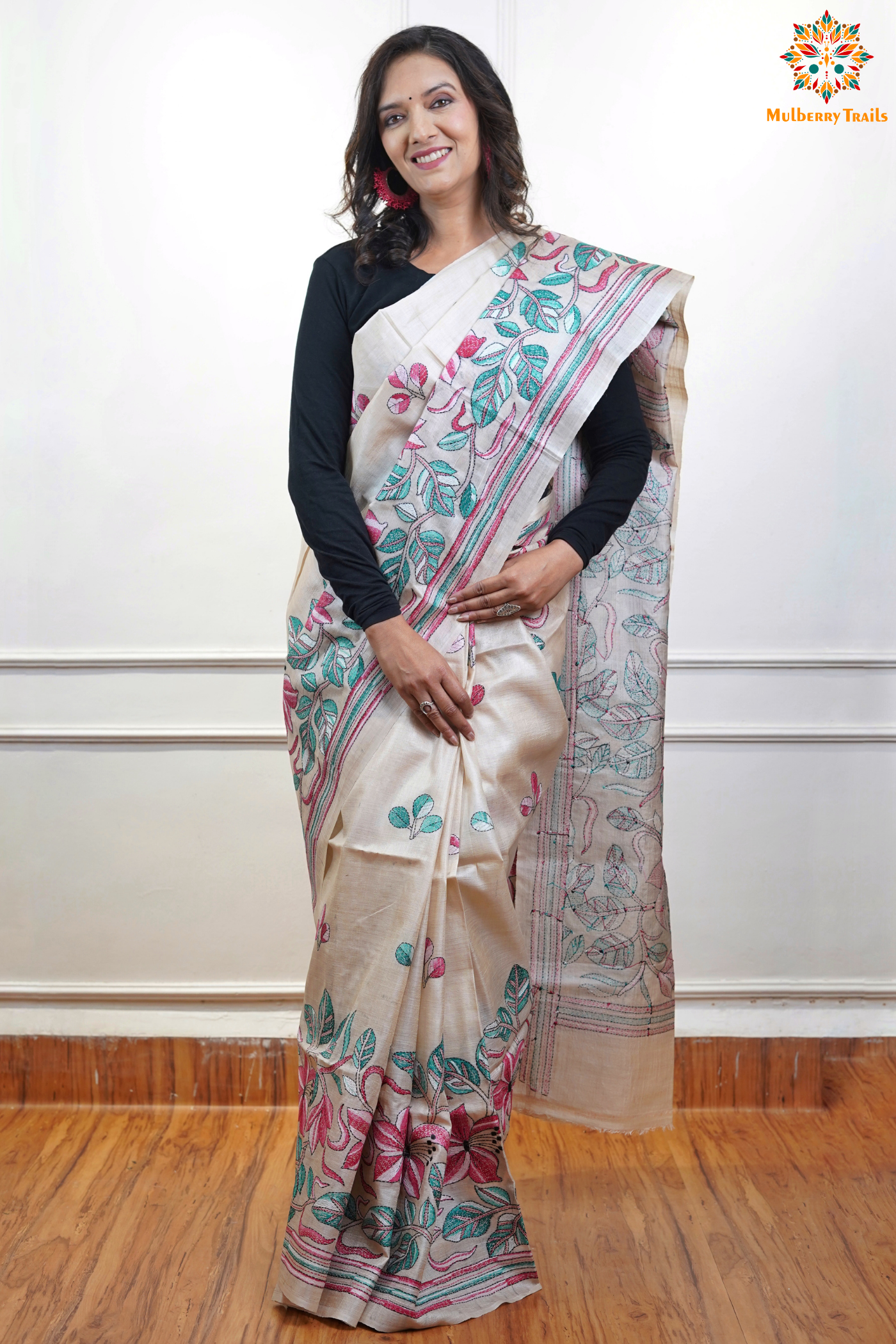 - Kantha Embroidery Saree 
- Pure Silk Saree with Kantha Work 
- Handwoven Silk Saree for Weddings 
- Luxury Kantha Silk Saree 
- Premium Sarees for Festive Occasions 