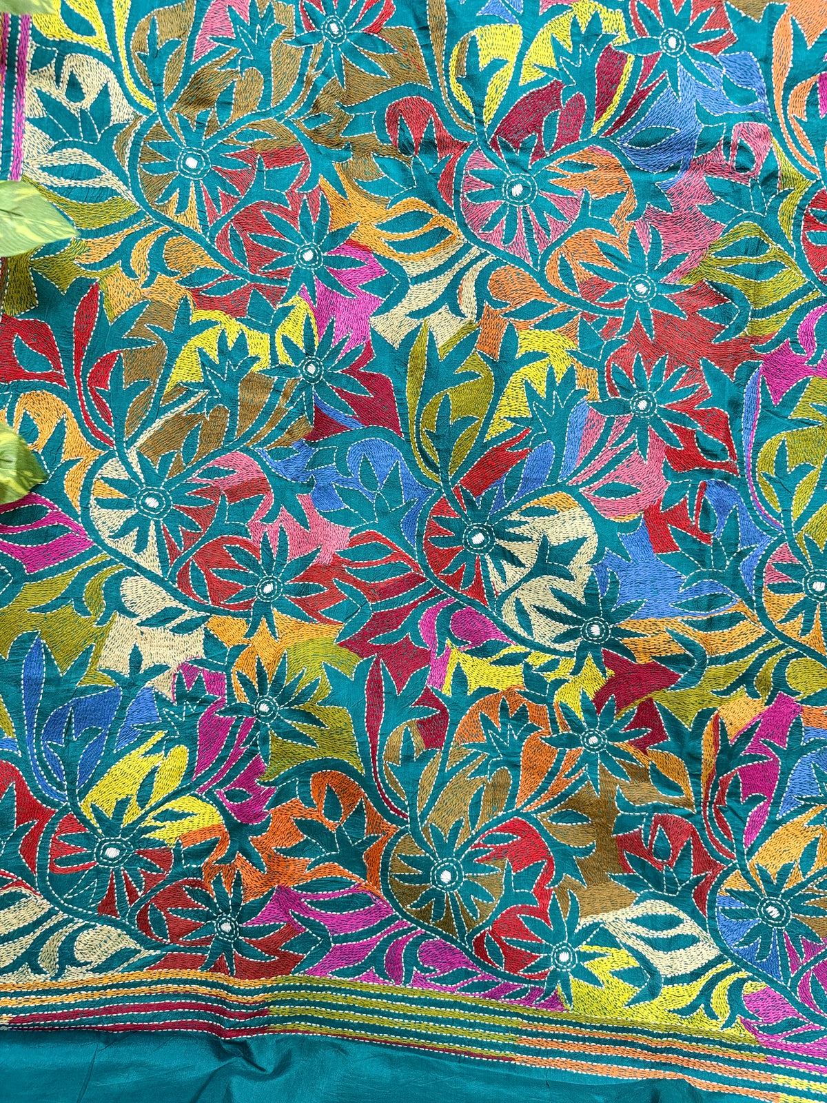 Rima - Bangalore silk saree with kantha embroidery
