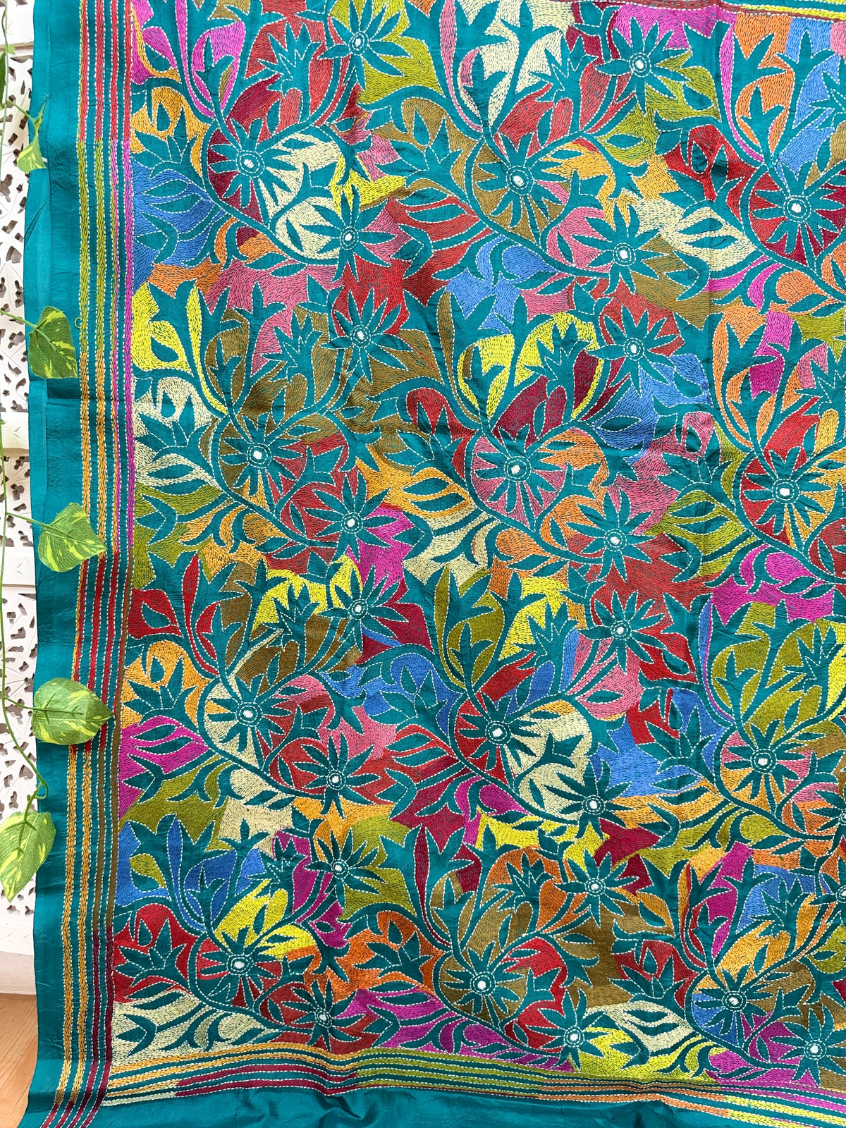 Rima - Bangalore silk saree with kantha embroidery