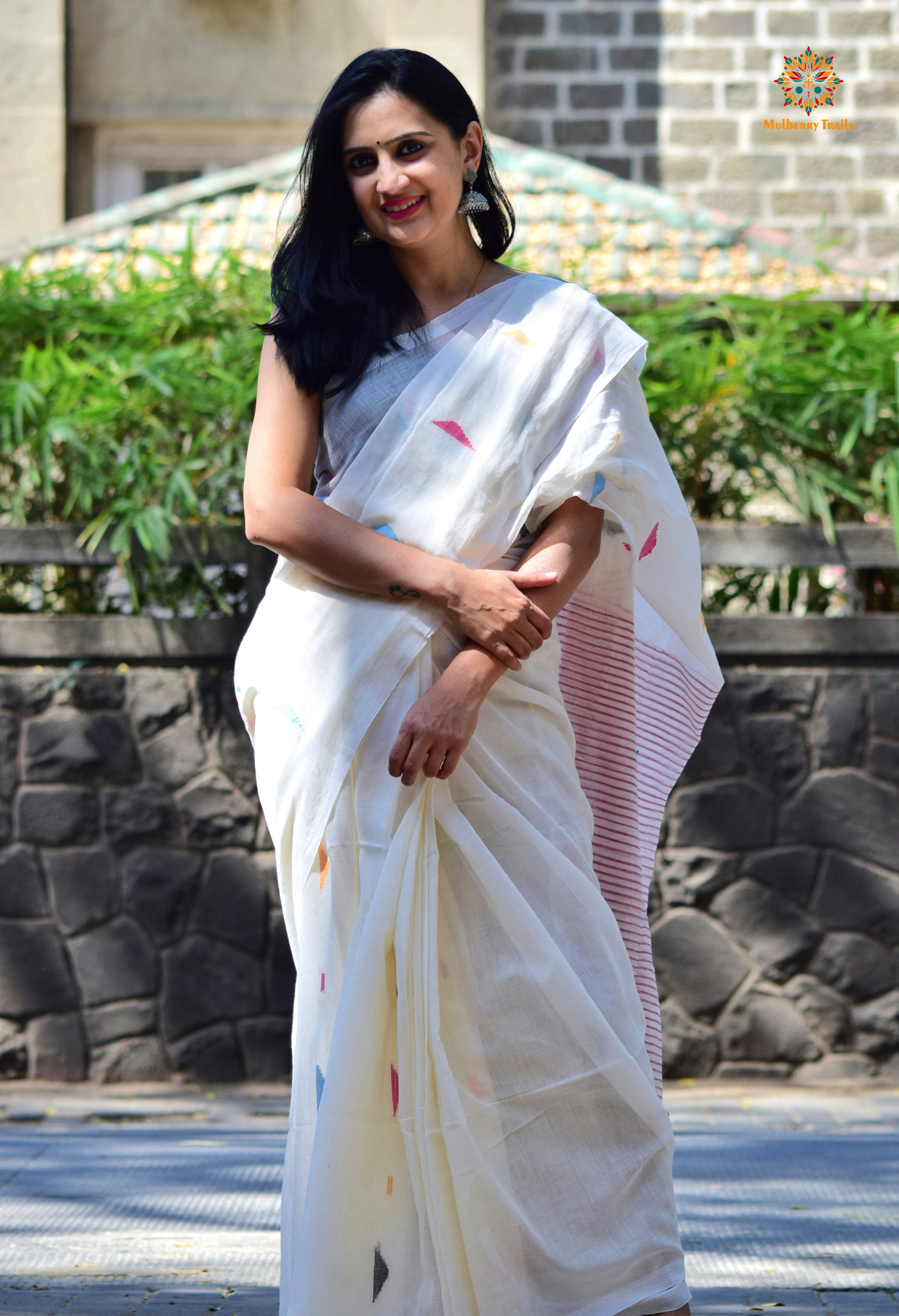 Shubhra: Handwoven Cotton Jamdani Saree _ White