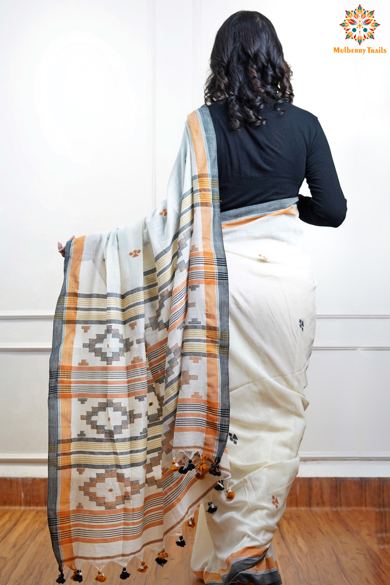 Cotton Handloom Saree
Pure Cotton Saree with for office wear. 
Model is wearing cotton saree for office, day outing, casual wear. 
Handloom saree, handloom mark, handwoven saree
Luxury Pure cotton Saree
Premium Sarees for office wear. sankranti, govt festivals, formal occassions, army events