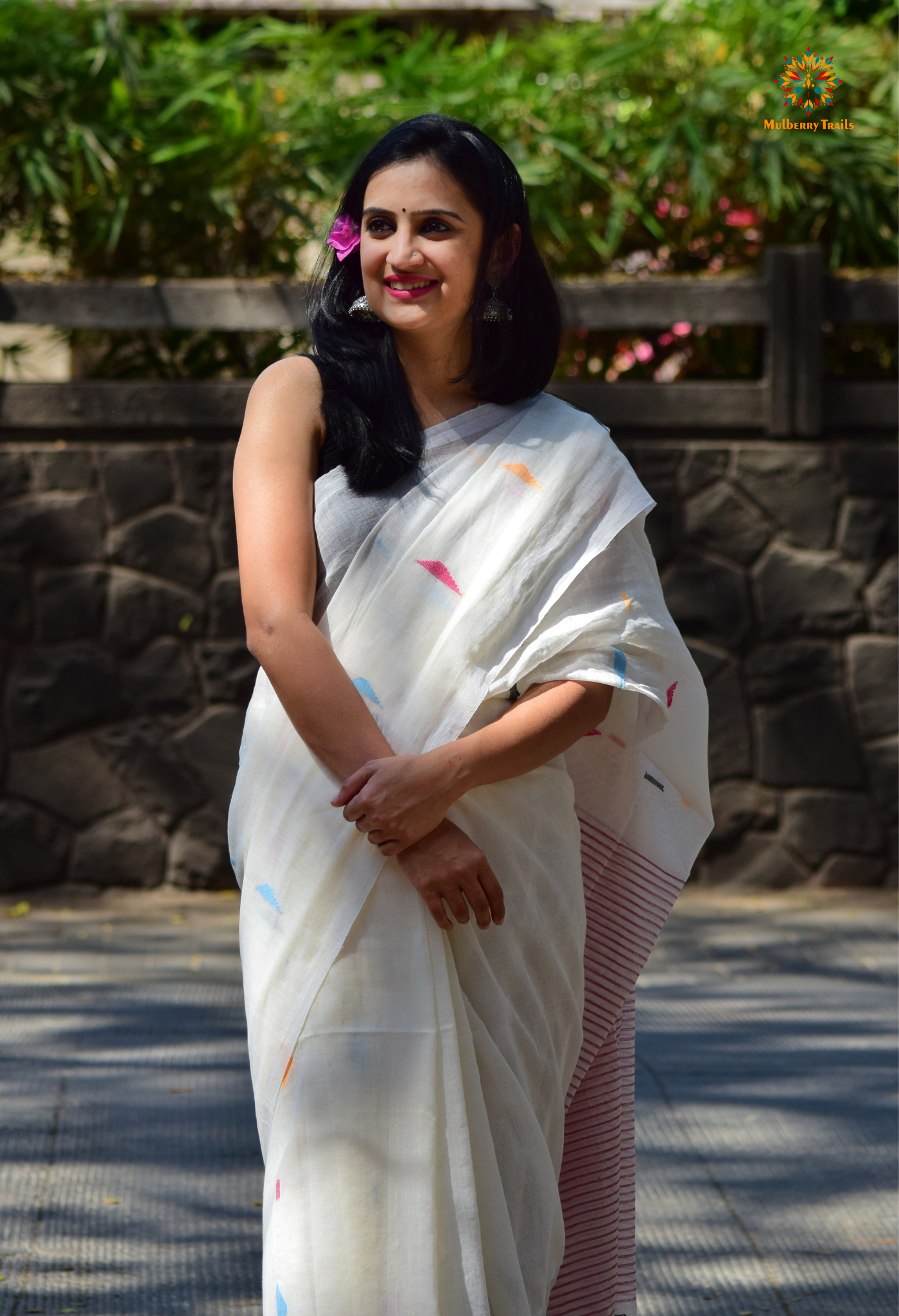 Shubhra: Handwoven Cotton Jamdani Saree _ White