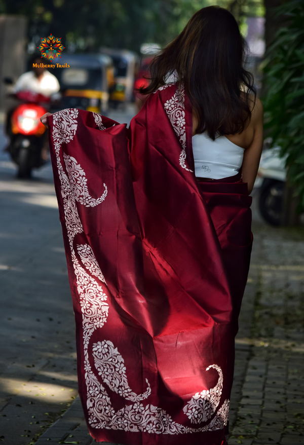 Rima - Bangalore Silk Kantha Embroidery Saree