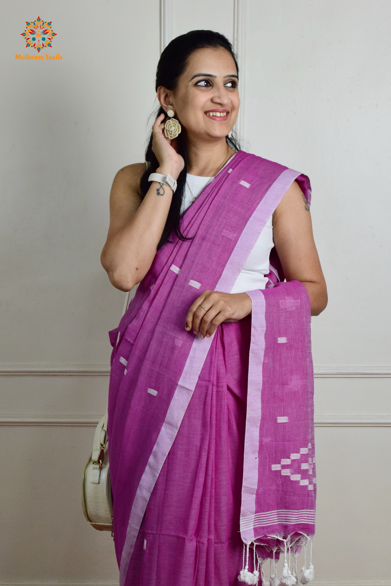 Yami: Flowy Summer Cotton Saree Purple