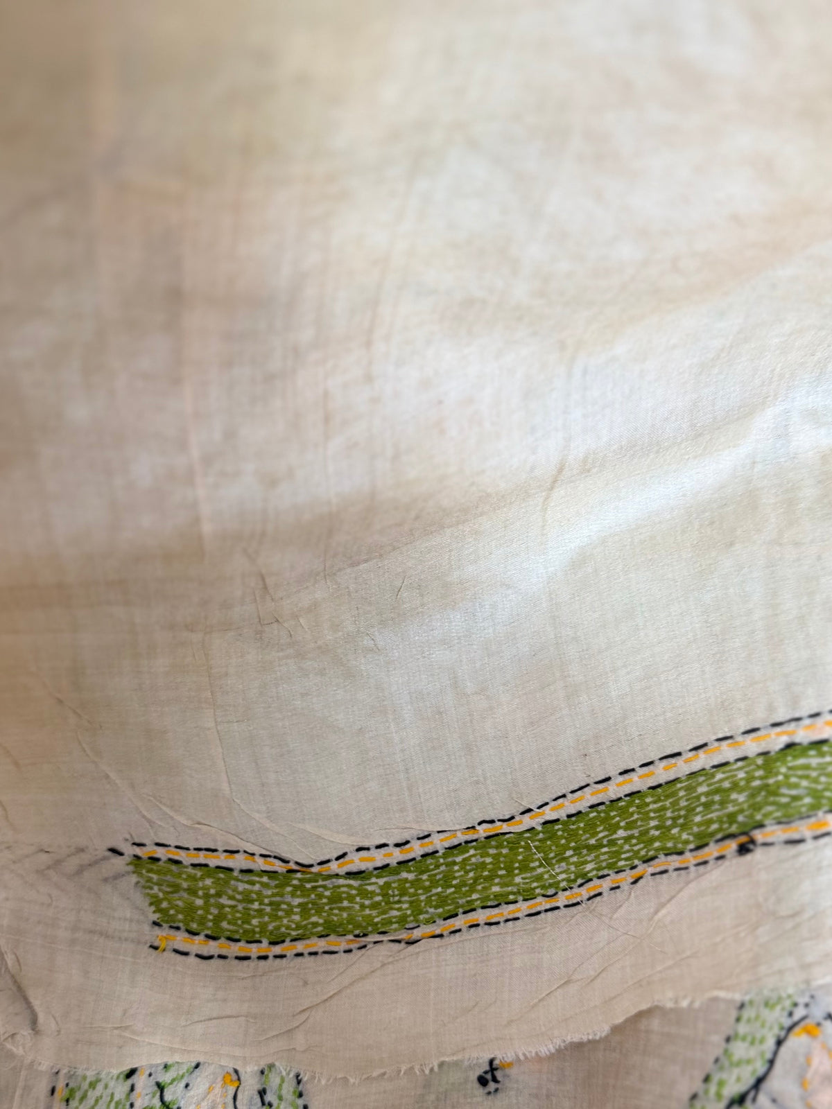 Rima - Tusser silk saree with kantha embroidery