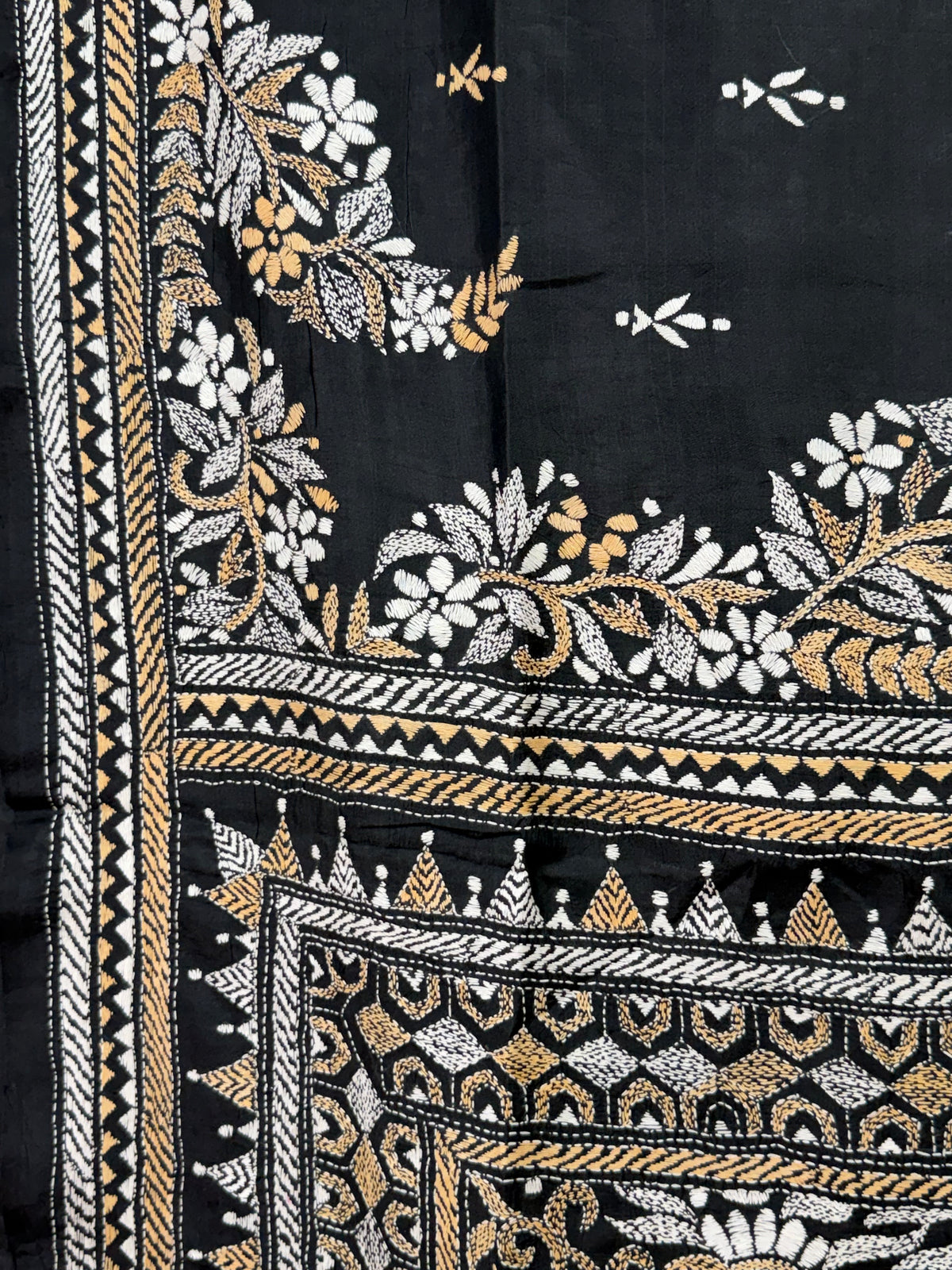 Rima - Bangalore silk saree with kantha embroidery