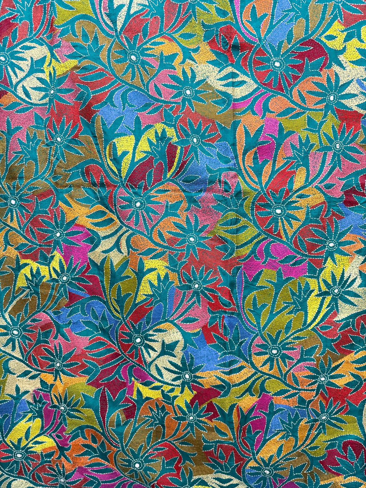 Rima - Bangalore silk saree with kantha embroidery