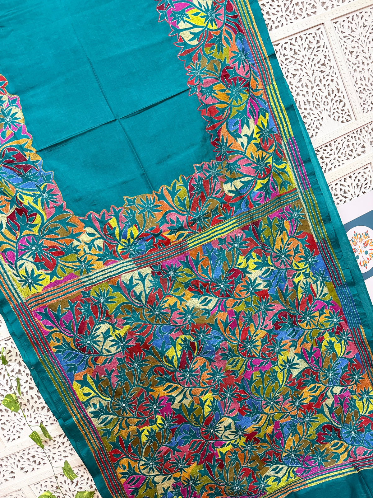 Rima - Bangalore silk saree with kantha embroidery