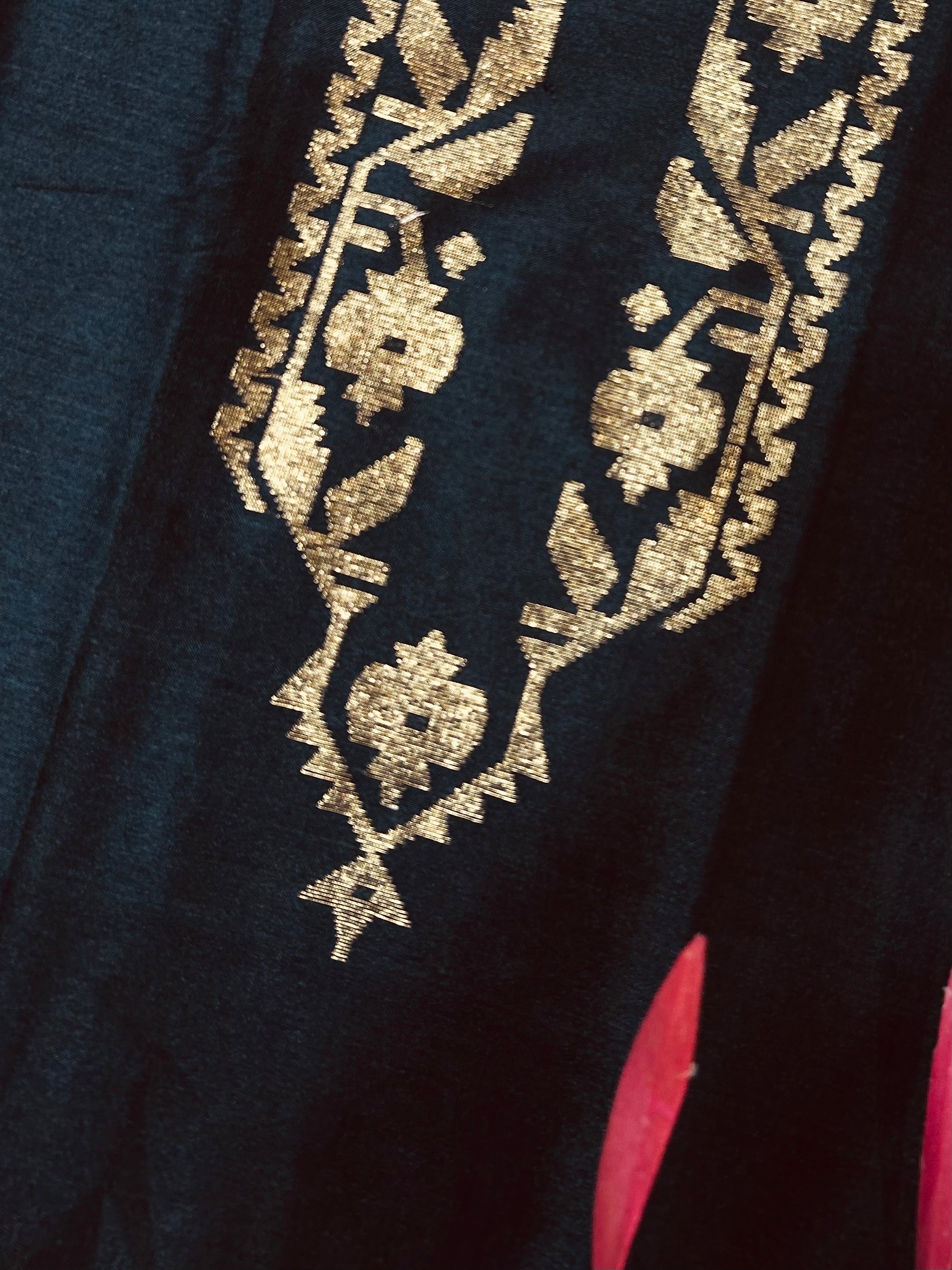 Shama Pure Cotton Jamdani Kurti Piece_Black Gold