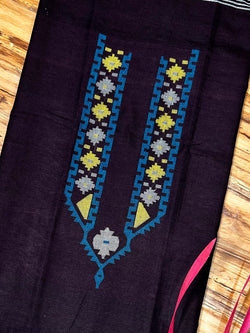 Shama Pure Cotton Jamdani Kurti Piece_Black Blue Yellow