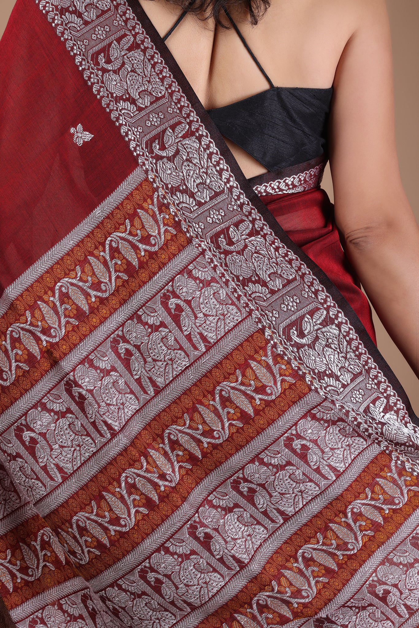 Bishnupadi: Premiun Cotton baluchari Saree_Maroon