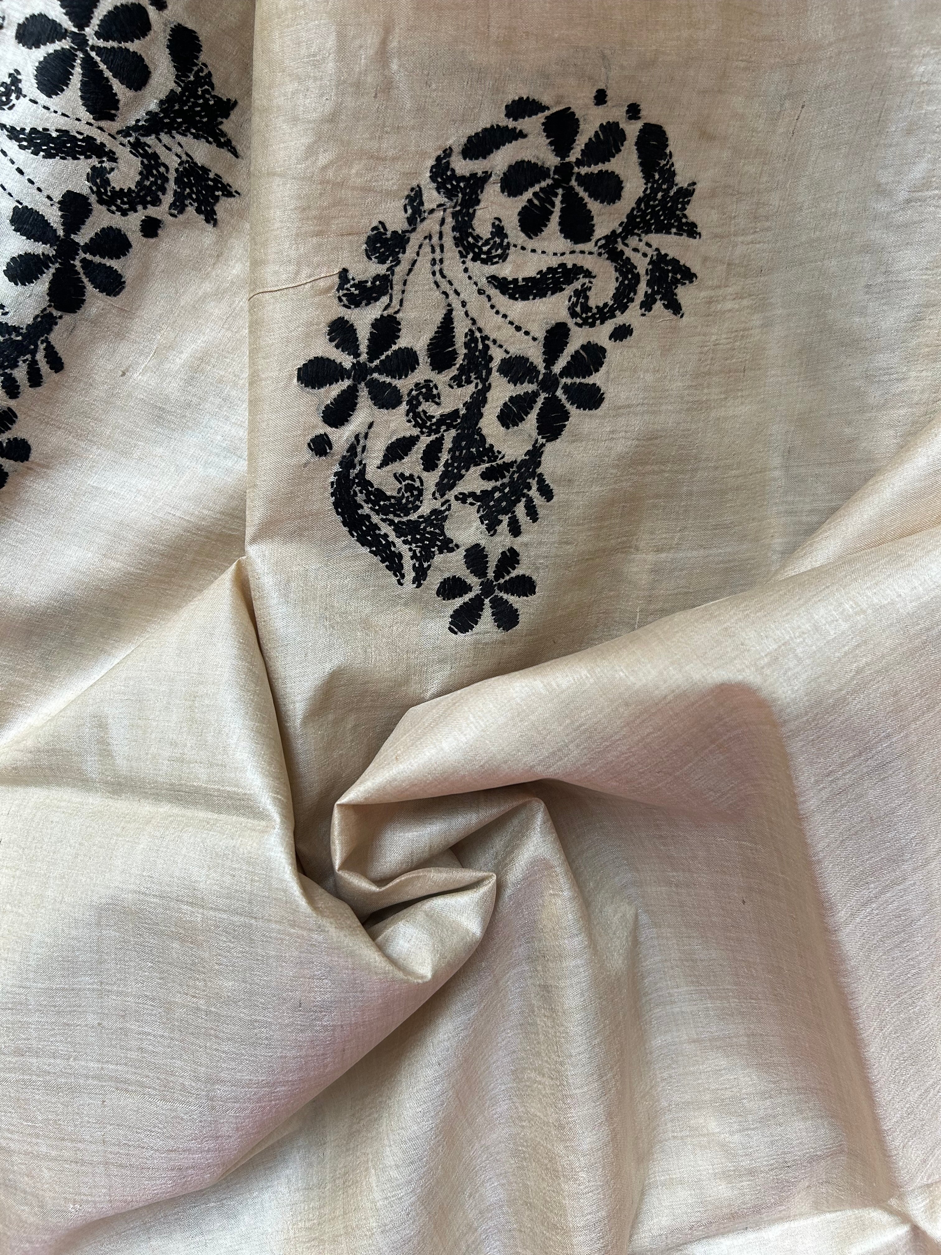 Rima - Tusser Silk Kantha Embroidery Saree