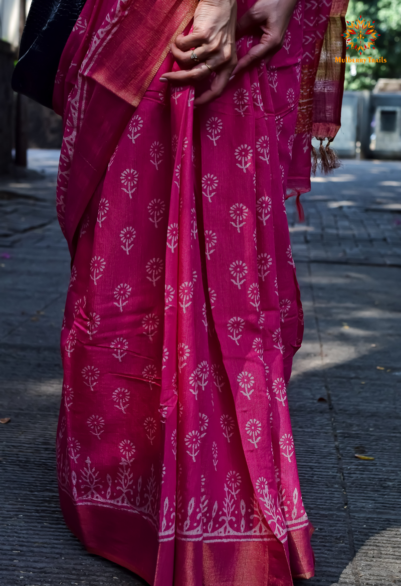 Siya - Blush Pink Cotton Silk Saree