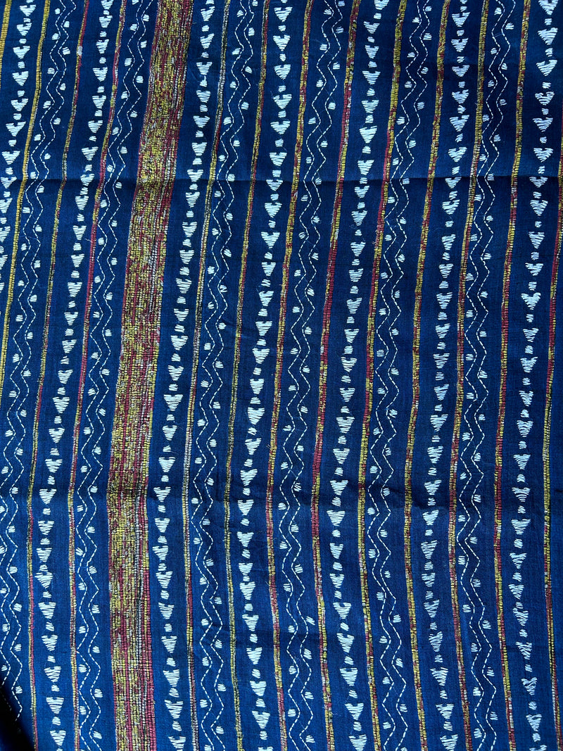 Vipas: Cotton Handloom Saree with Kantha Embroidery